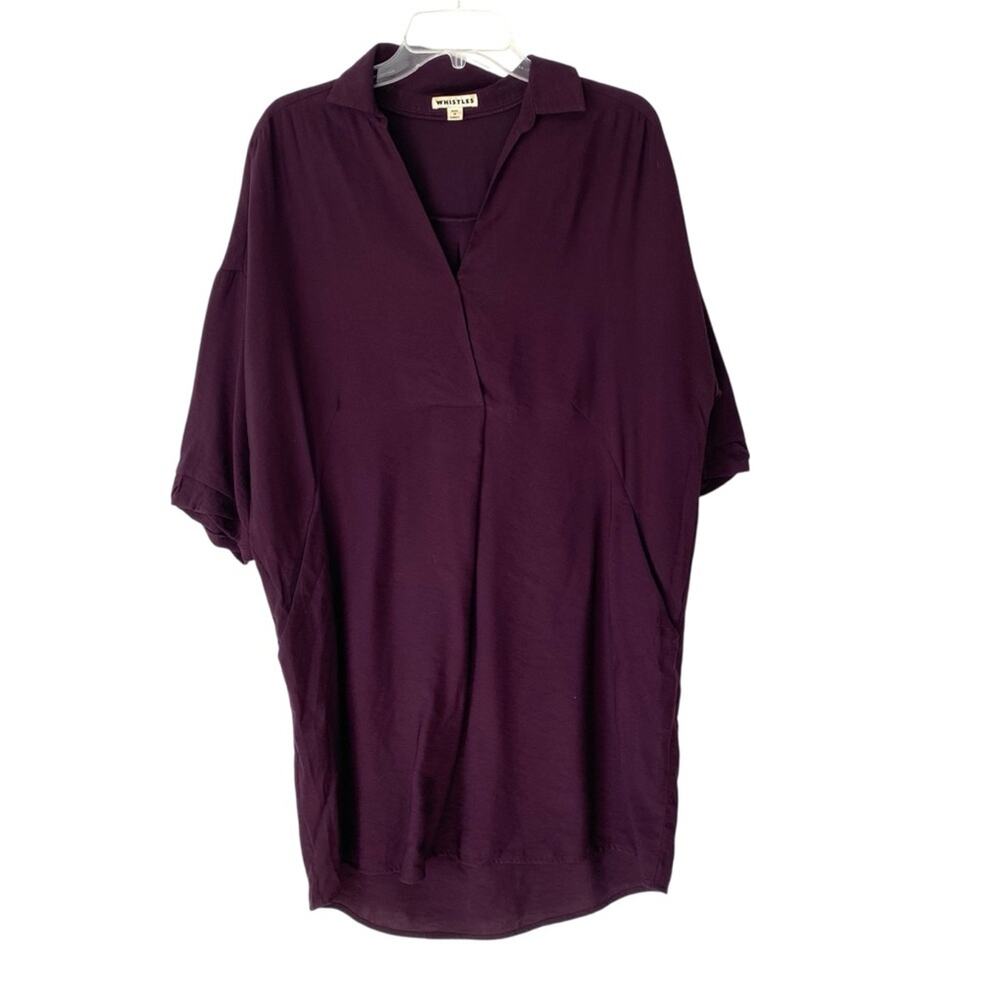 Whistles Deep Plum Shirt Dress with Pockets size medium